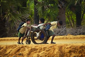 On the way to school